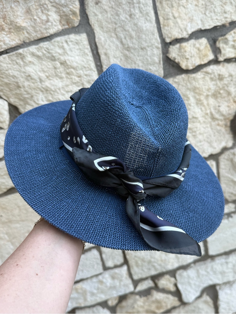 Marcus Adler Blue Wide Brim Sun Hat & Scarf Bundle